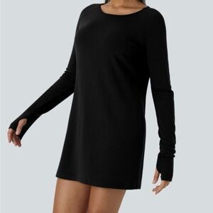 HALARA Black Long-Sleeve Mini Dress